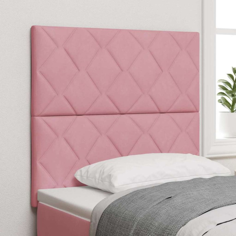 vidaXL Testiera rosa con blocchi di diamante 90 cm in velluto vidaXL Testiera rosa con blocchi di diamante 90 cm in velluto