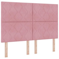 vidaXL Testiera in velluto rosa con design a blocchi diamante - 140cm