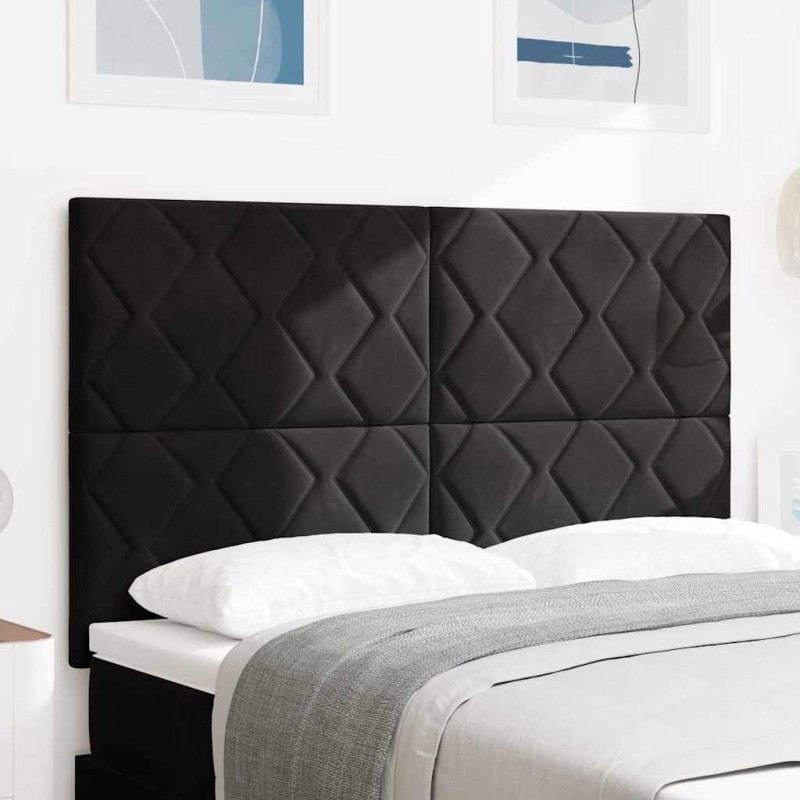 vidaXL Testiera Diamond Blocks , Nera, 160 cm in Velluto