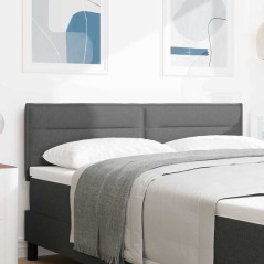 vidaXL Testata Letto a LED Design Linee Grigio Scuro 80 cm Tessuto