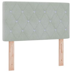 vidaXL Testata LED con bottoni in cristallo, cuscinetto grigio chiaro da 80cm in velluto.