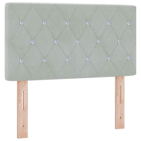 vidaXL Testata LED con bottoni in cristallo, cuscinetto grigio chiaro da 80cm in velluto.