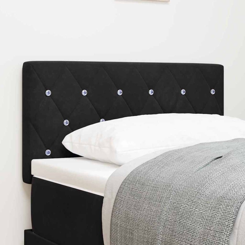 vidaXL Testiera LED con bottoni in cristallo tuftata in velluto nero da 80 cm