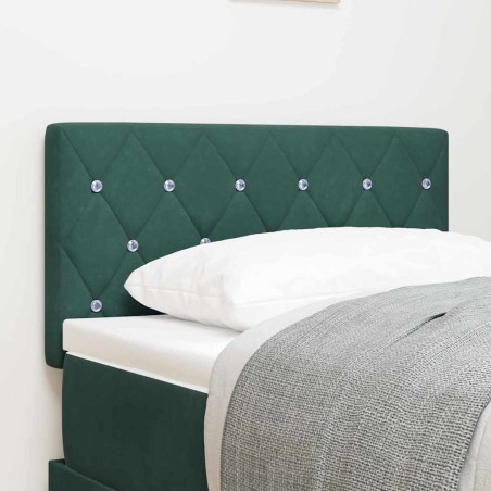 vidaXL Testata LED con bottoni in cristallo, imbottita in velluto verde scuro da 80 cm