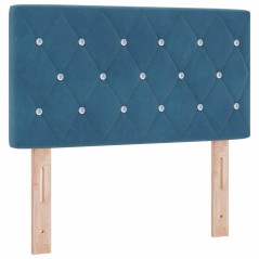 vidaXL Testiera LED con bottoni in cristallo, imbottita, blu scuro, 80 cm, in velluto