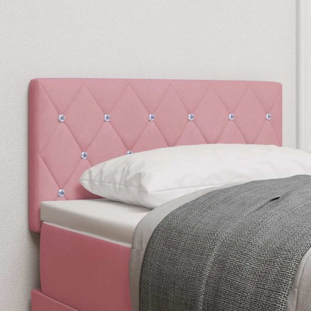 vidaXL Testiera LED con bottoni a cristallo, imbottita in velluto rosa, alta 80 cm