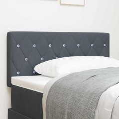 vidaXL Testata letto LED con bottoni in cristallo grigio scuro da 90 cm in velluto