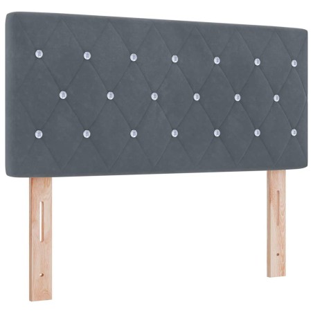 vidaXL Testata letto LED con bottoni in cristallo grigio scuro da 90 cm in velluto