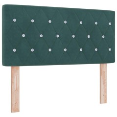 vidaXL Testata LED con bottoni in cristallo, tufted, verde scuro, 90 cm in velluto