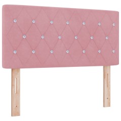 vidaXL Testata LED con bottoni in cristallo, tufted, in velluto rosa da 90 cm