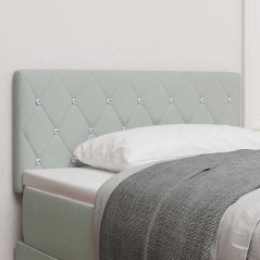 vidaXL Testata LED con bottoni in cristallo grigio chiaro, 100 cm in velluto