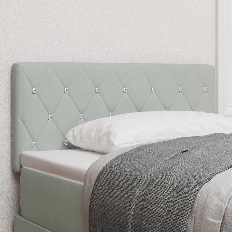 vidaXL Testata LED con bottoni in cristallo grigio chiaro, 100 cm in velluto
