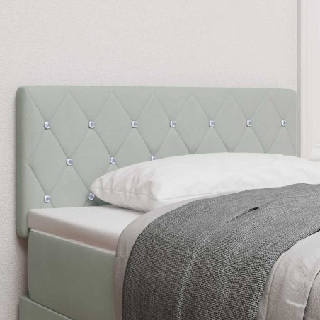 vidaXL Testata LED con bottoni in cristallo grigio chiaro, 100 cm in velluto