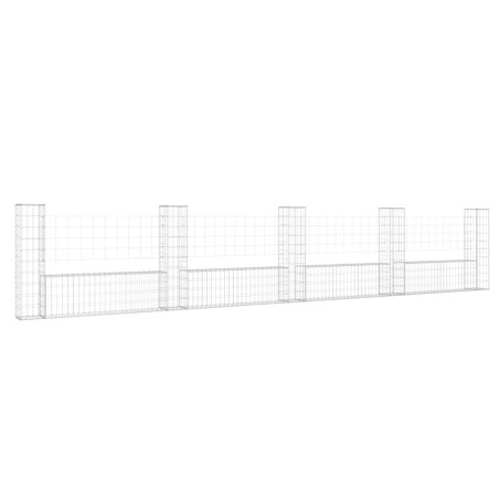 vidaXL Cesto Gabbione a U con 5 Pali in Ferro 500x20x100 cm