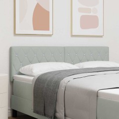 vidaXL Testiera LED con bottoni di cristallo grigio chiaro, 80 cm, in velluto