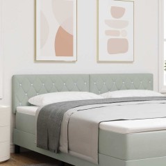 vidaXL Testata LED con bottoni di cristallo, grigio chiaro, 90 cm, in velluto