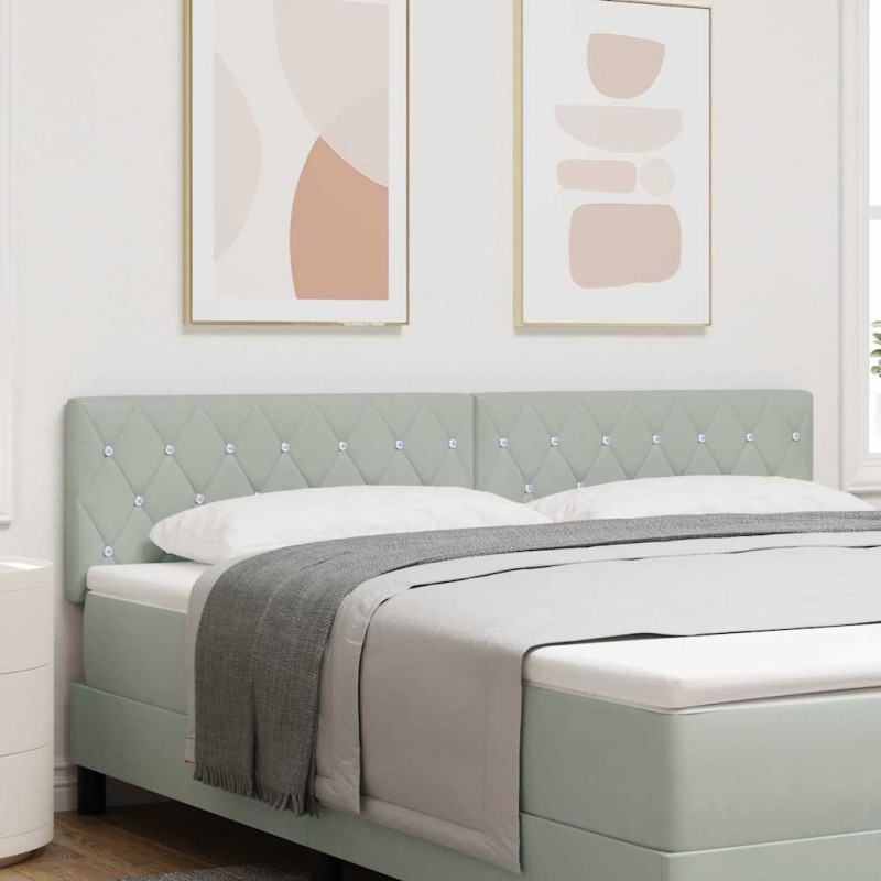 vidaXL Testata LED con bottoni di cristallo, grigio chiaro, 90 cm, in velluto vidaXL Testata LED con bottoni di cristallo, grigio chiaro, 90 cm, in velluto