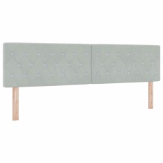 vidaXL Testata LED con bottoni di cristallo, grigio chiaro, 90 cm, in velluto