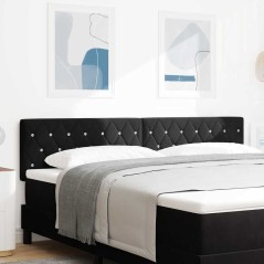 vidaXL Testata Letto LED con Bottoni in Cristallo, Nera, 90 cm in Velluto