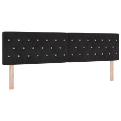 vidaXL Testata Letto LED con Bottoni in Cristallo, Nera, 90 cm in Velluto