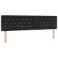 vidaXL Testata Letto LED con Bottoni in Cristallo, Nera, 90 cm in Velluto