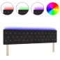 vidaXL Testata Letto LED con Bottoni in Cristallo, Nera, 90 cm in Velluto