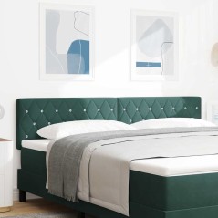 vidaXL Testata LED con bottoni in cristallo, trapuntata in velluto verde scuro, 90 cm.