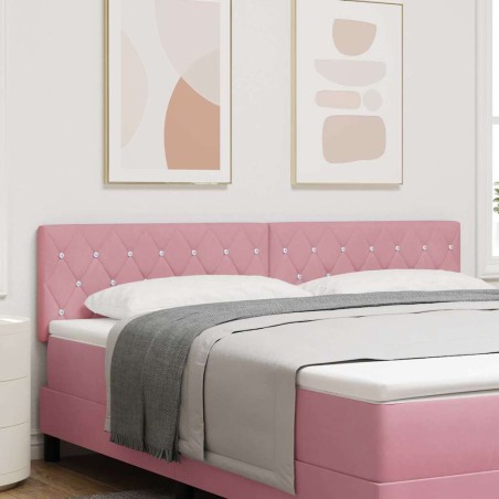 vidaXL Testata letto LED con bottoni in cristallo, velluto rosa da 90 cm