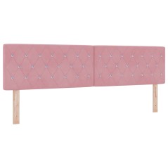 vidaXL Testata letto LED con bottoni in cristallo, velluto rosa da 90 cm