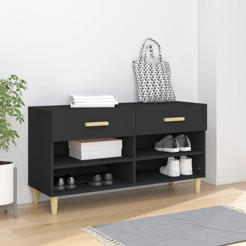 Scarpiera Nera 102x35x55 cm in Legno Multistrato Scarpiera Nera 102x35x55 cm in Legno Multistrato