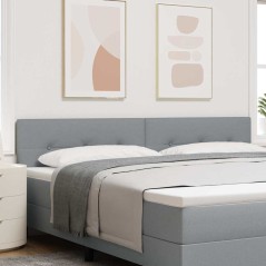 vidaXL Testata letto LED con bottoni trapuntati grigia chiara da 100 cm in tessuto.