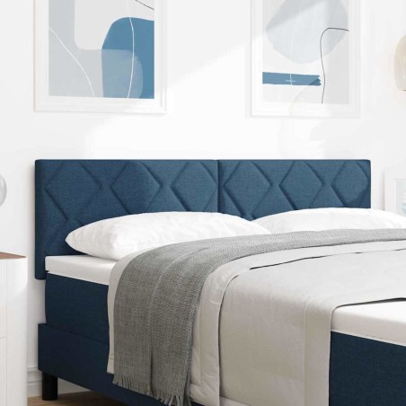 Testiera vidaXL Design a Blocchi di Diamante Blu 144 cm Tessuto