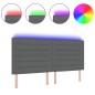 vidaXL Testata LED Design Linee Grigio Scuro 100 cm Tessuto