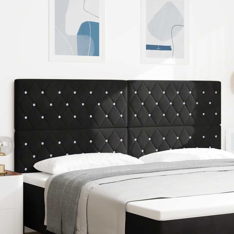 vidaXL Testata LED Nera in Velluto da 100 cm