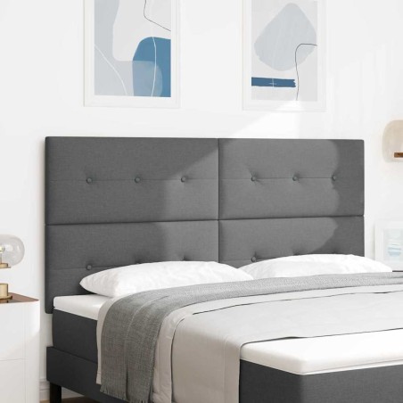 vidaXL Testata LED grigia scura da 90 cm in tessuto