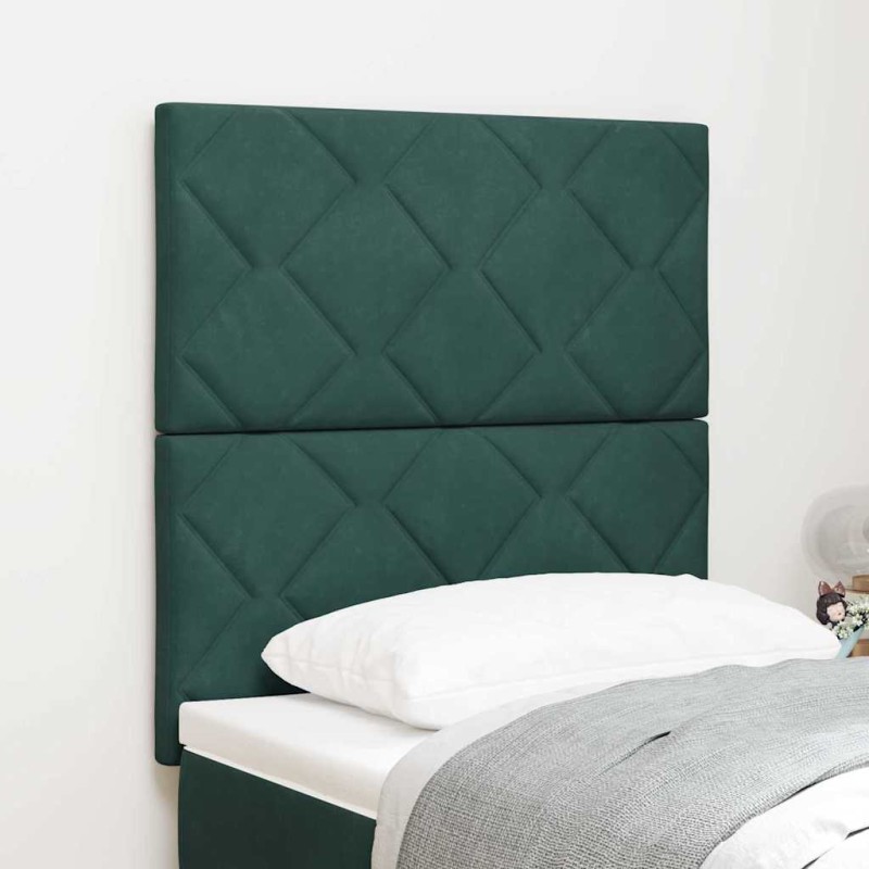 vidaXL Testata LED Design Blocchi a Diamante Verde Scuro 80 cm in velluto vidaXL Testata LED Design Blocchi a Diamante Verde Scuro 80 cm in velluto