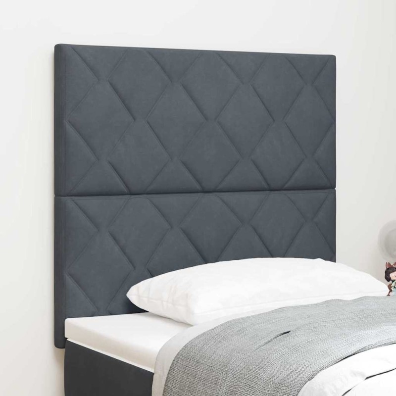 vidaXL Testata LED Design Blocchi Diamante Grigio Scuro 90 cm in Velluto
