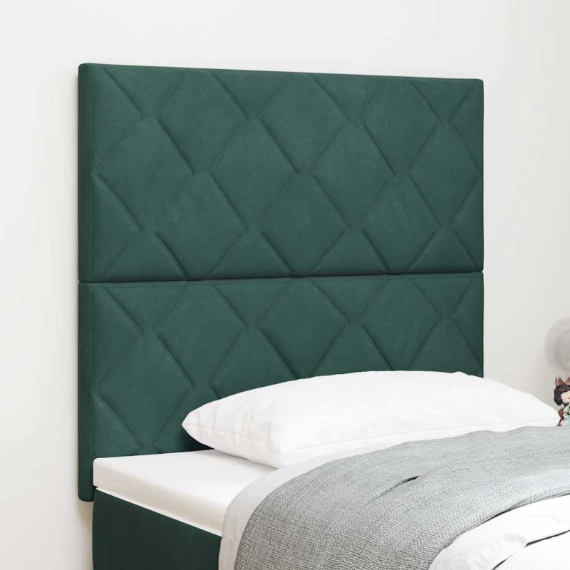 vidaXL Testata LED in velluto verde scuro, 90 cm