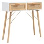 Tavolo Consolle Bianco 80x30x75cm Massello Pino Rattan Naturale Tavolo Consolle Bianco 80x30x75cm Massello Pino Rattan Naturale