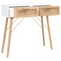 Tavolo Consolle Bianco 80x30x75cm Massello Pino Rattan Naturale Tavolo Consolle Bianco 80x30x75cm Massello Pino Rattan Naturale
