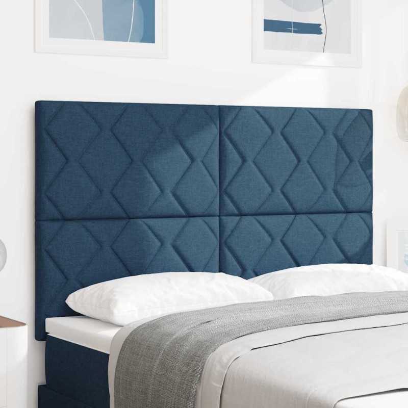 Testiera vidaXL Design a Blocchi di Diamante Blu 144 cm Tessuto