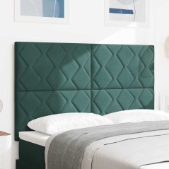 vidaXL Testiera LED con design a blocchi di diamante verde scuro, 144 cm in velluto