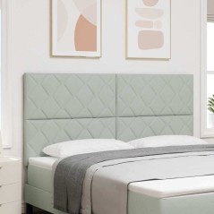 vidaXL Testata LED Design Blocchi Diamante Grigio Chiaro 180 cm in Velluto