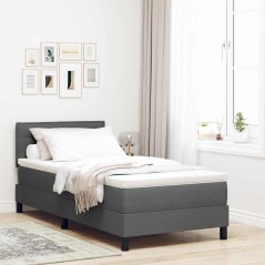 vidaXL Letto a Rete con Materasso Grigio Scuro 100x200 cm Tessuto