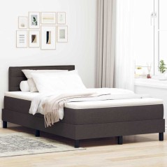 vidaXL Letto a Molle con Materasso Marrone Scuro 120x190 cm Tessuto