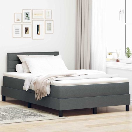 vidaXL Letto con rete a molle grigio scuro 120x200 cm tessuto