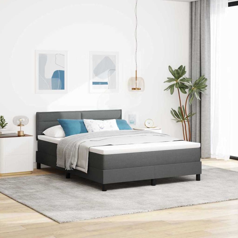 vidaXL Letto a molle con Materasso Grigio Scuro 160x200 cm Tessuto vidaXL Letto a molle con Materasso Grigio Scuro 160x200 cm Tessuto