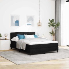 vidaXL Letto a Contenitore con Materasso Nero 160x200 cm Tessuto