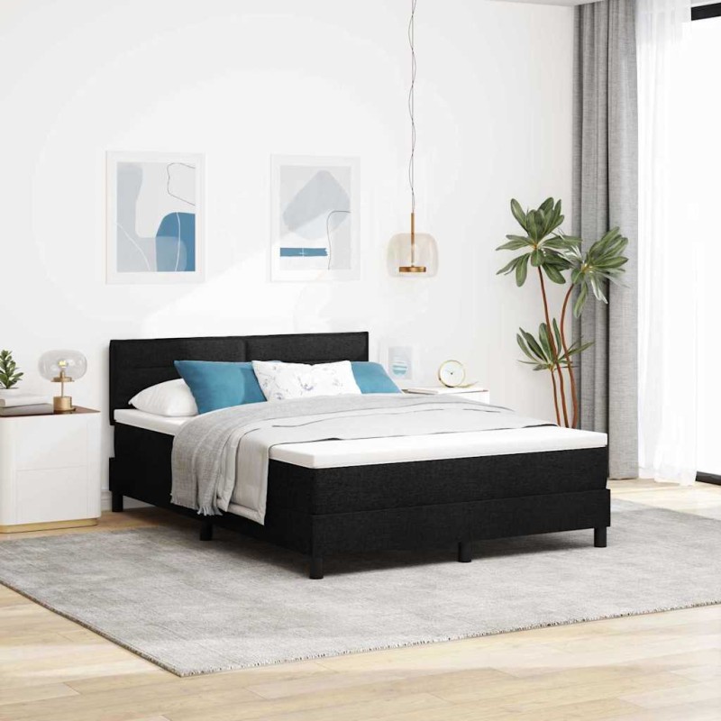vidaXL Letto a Contenitore con Materasso Nero 160x200 cm Tessuto