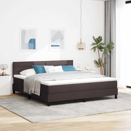 vidaXL Letto a Molle con Materasso Marrone Scuro 180x200 cm Tessuto